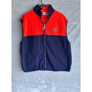 Red Oak Auburn Tigers Fleece Vest Mens Large Zip Front Collegiate Outdoor Layer